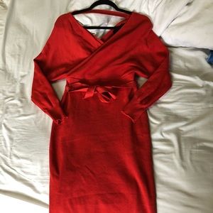 BNWT knit red wrap dress